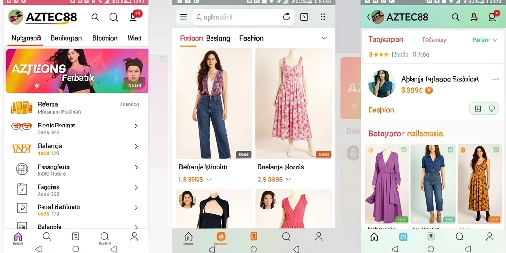 Antarmuka AZTEC88 yang menawan dan mudah digunakan untuk belanja fashion.