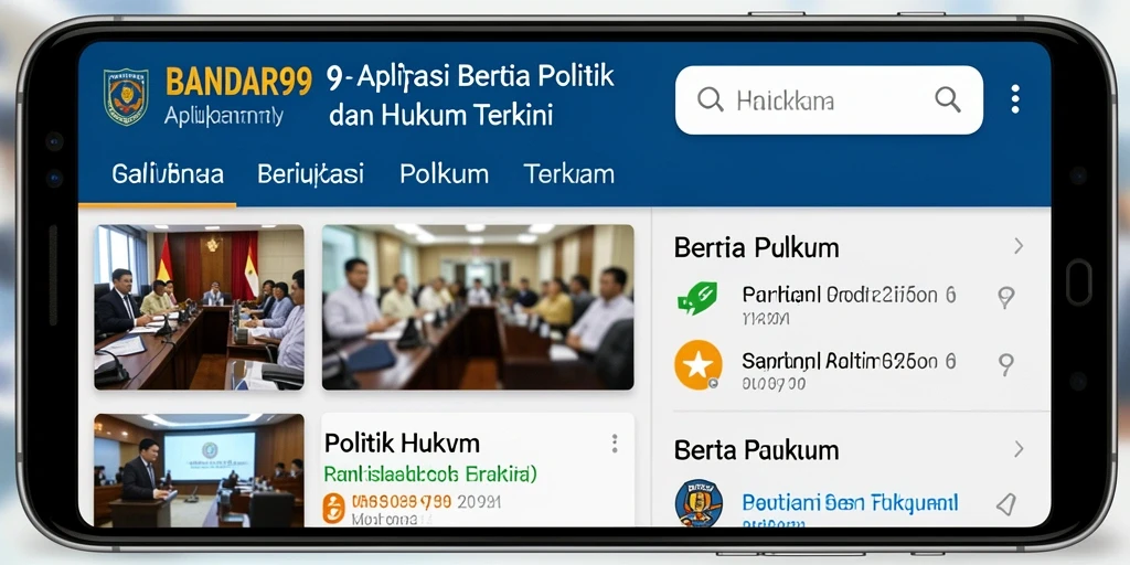 Antarmuka aplikasi BANDAR99 menampilkan berita politik dan hukum dengan jelas.