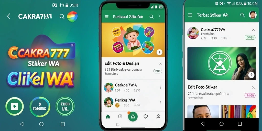 Antarmuka CAKRA777 untuk membuat stiker WA yang menarik.