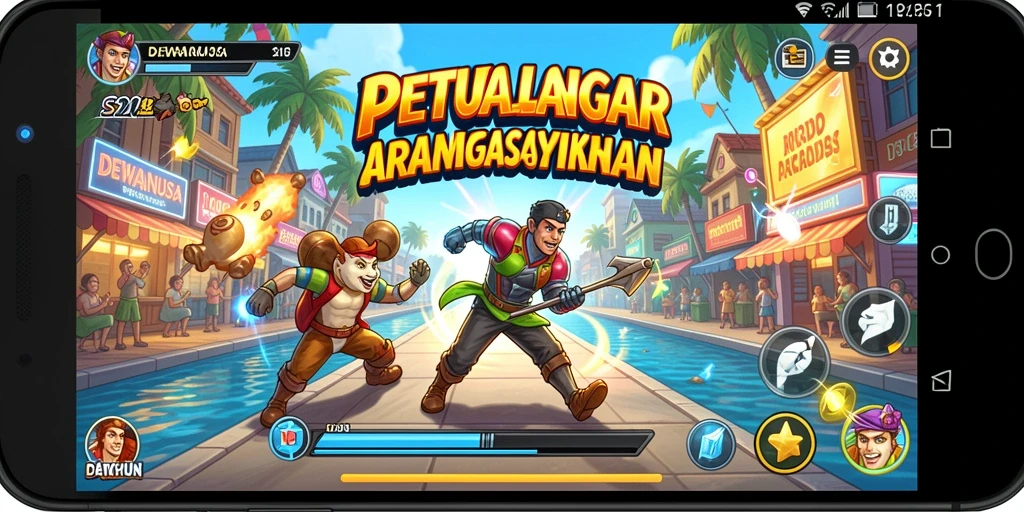 Antarmuka DEWANUSA yang menarik dengan gameplay Arcade yang seru.