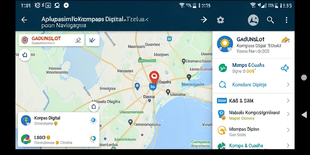 Antarmuka kompas digital GADUNSLOT yang user-friendly.