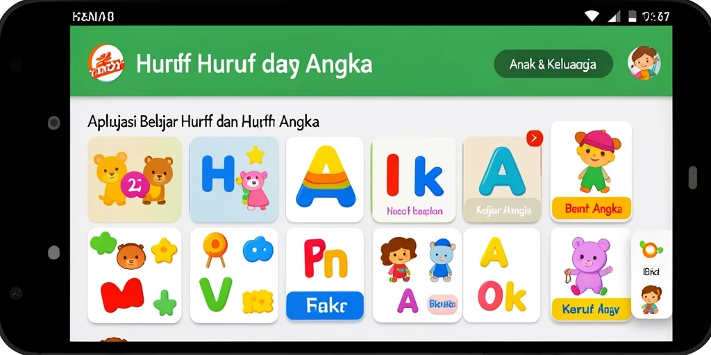 Tampilan antarmuka KENCANA28 yang ramah anak dan interaktif.