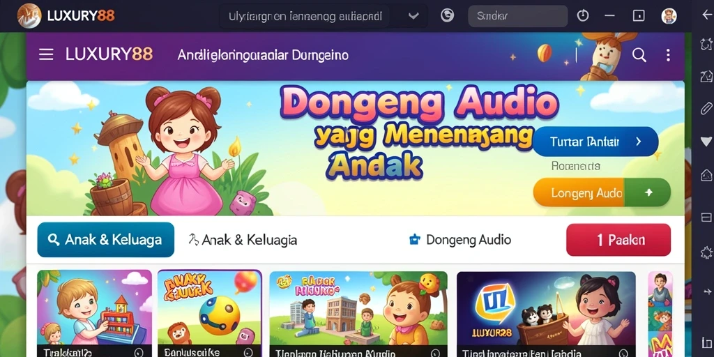Antarmuka interaktif aplikasi LUXURY88 untuk mendengarkan dongeng.