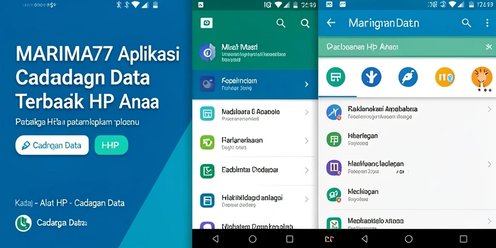 Tampilan antarmuka utama MARIMA77 dengan fitur cadangan data.