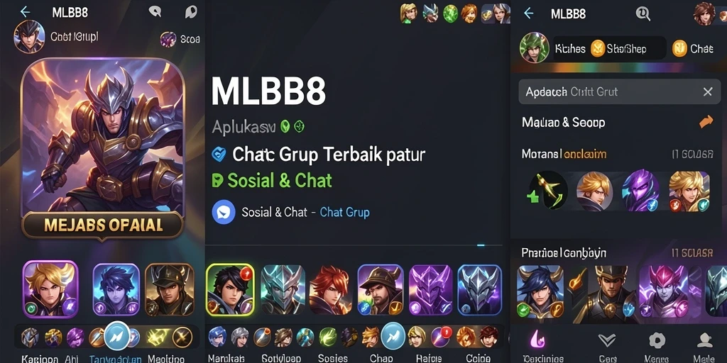 Antarmuka aplikasi MLBB8 dengan fitur Chat Grup yang menarik dan intuitif.