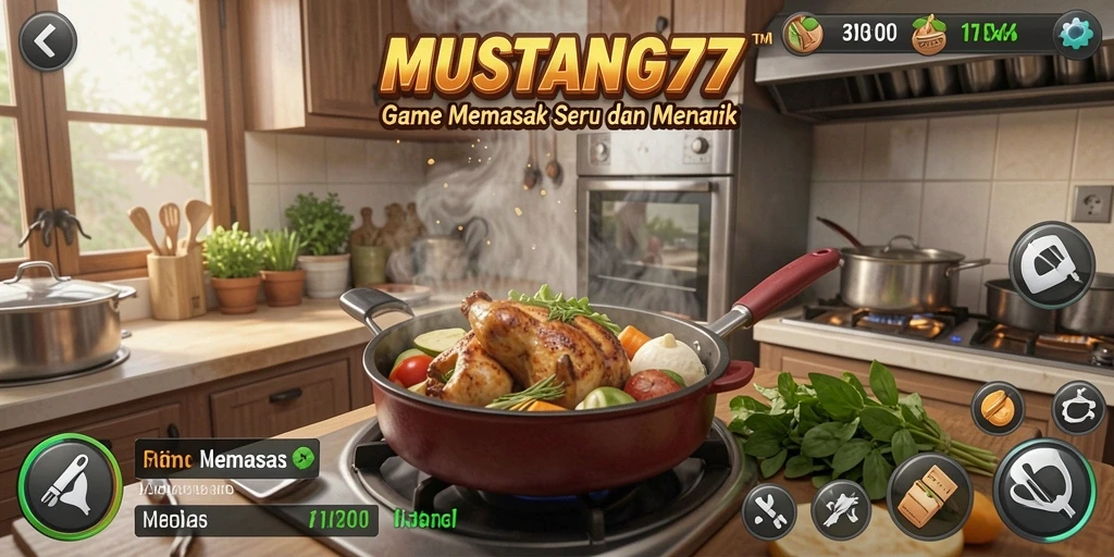 Antarmuka menarik saat memasak berbagai hidangan.