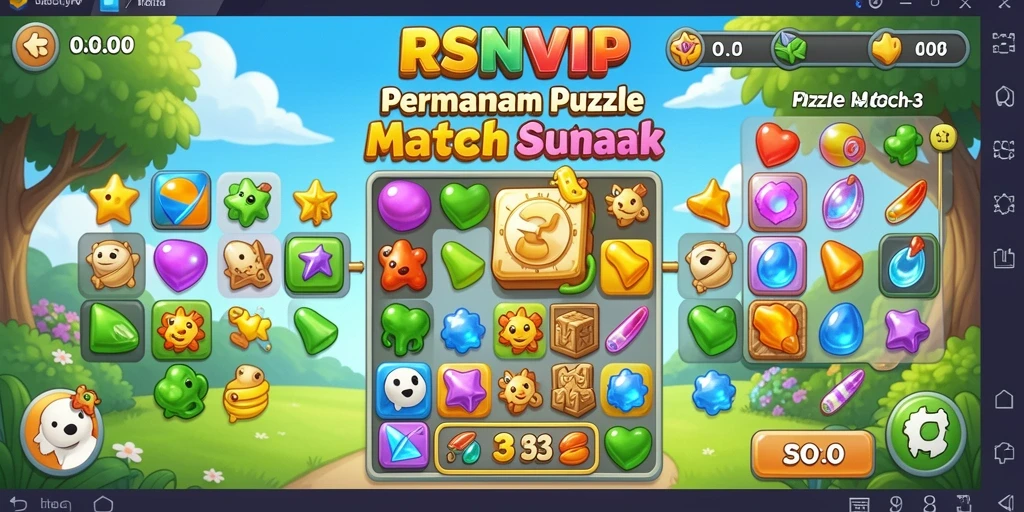 Tampilan antarmuka yang menarik dari game Puzzle Match-3 RSNVIP.